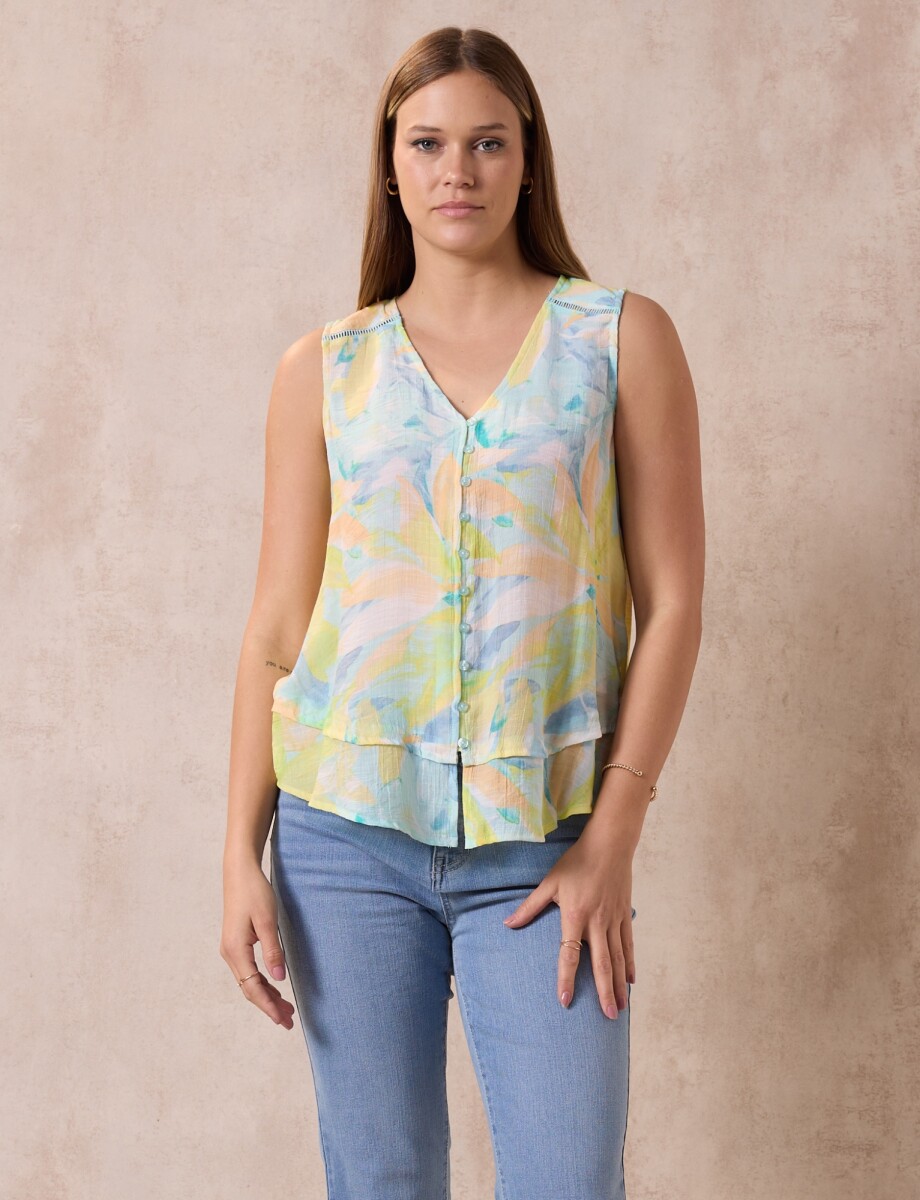 Blusa Printed - Multi/amarillo 