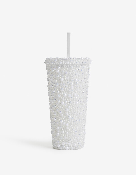 Artículos cocina Vasos Vaso De Plástico Con Perlas - Blanco Nacarado/perlado