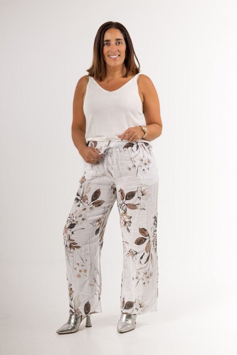 Pantalón 100% lino estampado 