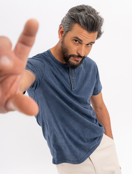 t-shirt m/c estoneada azul