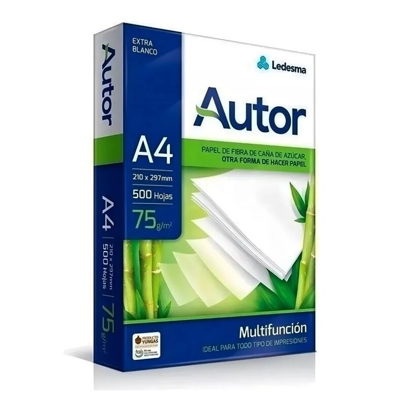 Resma Autor A4 Multifunción De 500 Hojas De 75g Blanco Resma Autor A4 Multifunción De 500 Hojas De 75g Blanco