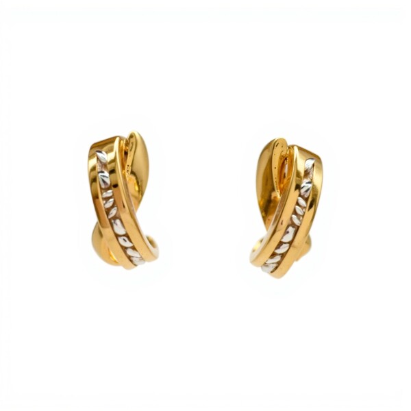 Caravanas medio aro Cruzado Zirconia de oro- Oro bajo - Zirconia- CA8153 conpiedra
