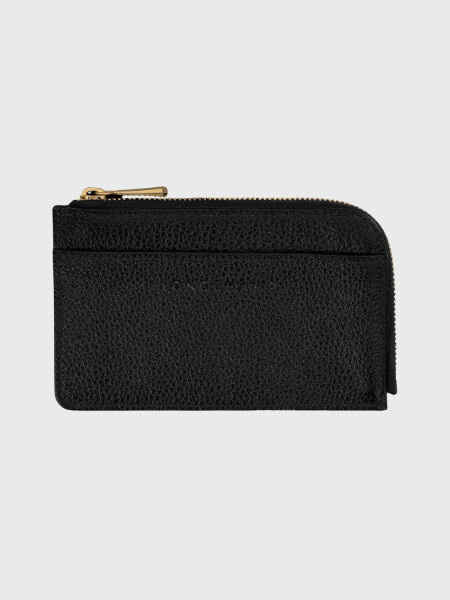 Longchamp - Tarjetero de cuero, Le Foulonné Negro