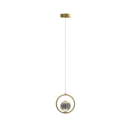 Colgante led esfera dorada y vidrio facetado Colgante led esfera dorada y vidrio facetado