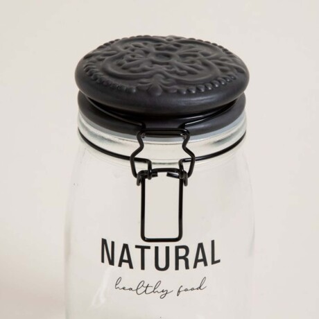 Frasco Recipiente Natural 1.5Lt en Vidrio y Tapa Cerámica Negro