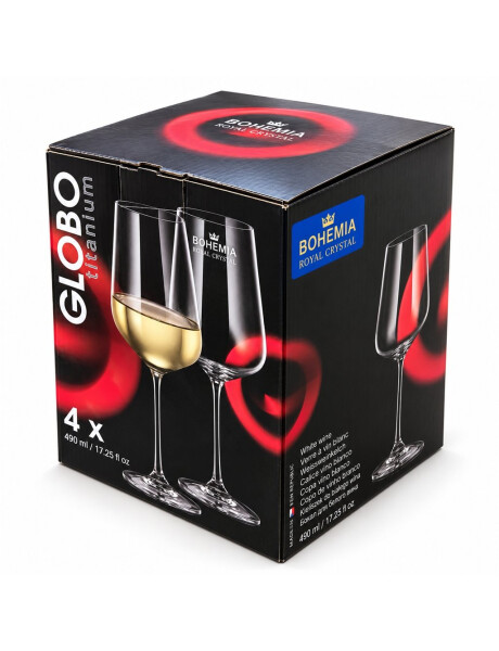 SET 4 COPAS VINO BLANCO 490ML GLOBO BOHEMIA SET 4 COPAS VINO BLANCO 490ML GLOBO BOHEMIA