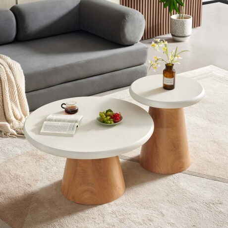 SET DE MESAS CENTRALES MDF-Y-MICROCEMENTO CLEO