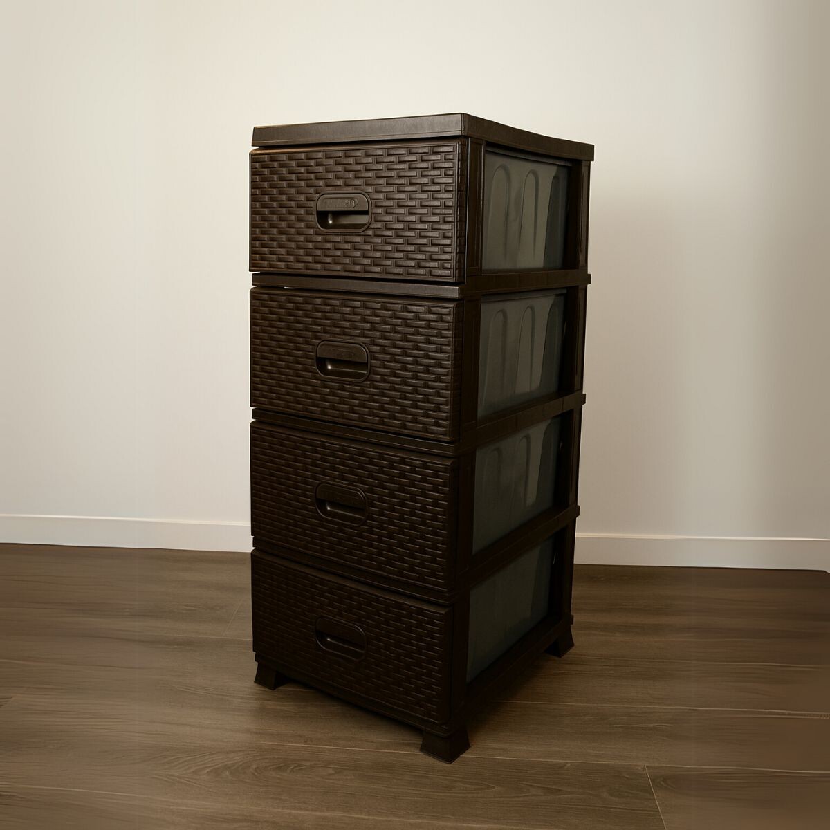Gavetero cajonera simil ratán - MARRON OSCURO 