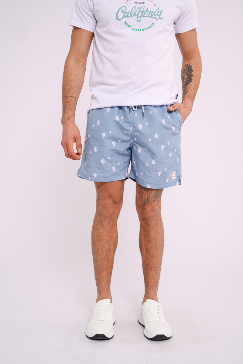 Short de baño estampado Celeste