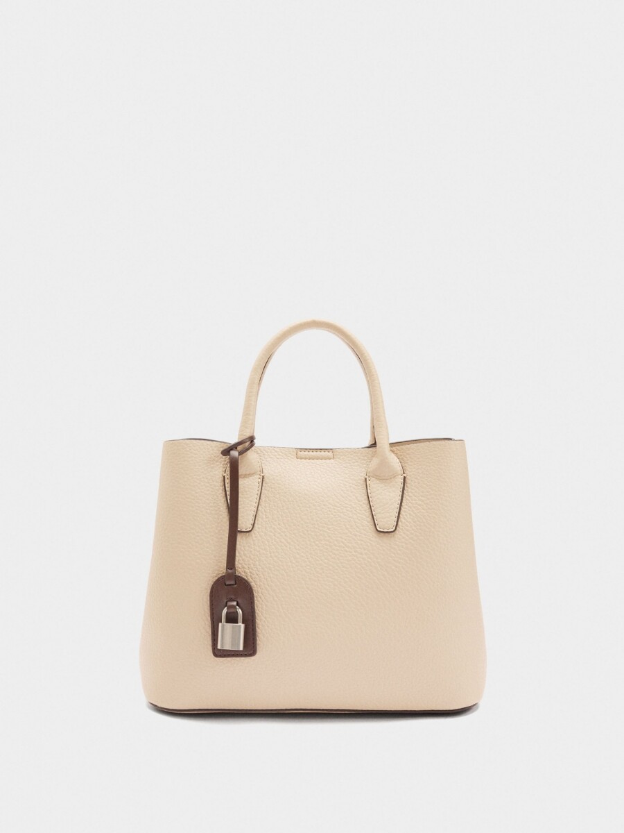 Bolso Tote Con Textura Y Colgante crudo