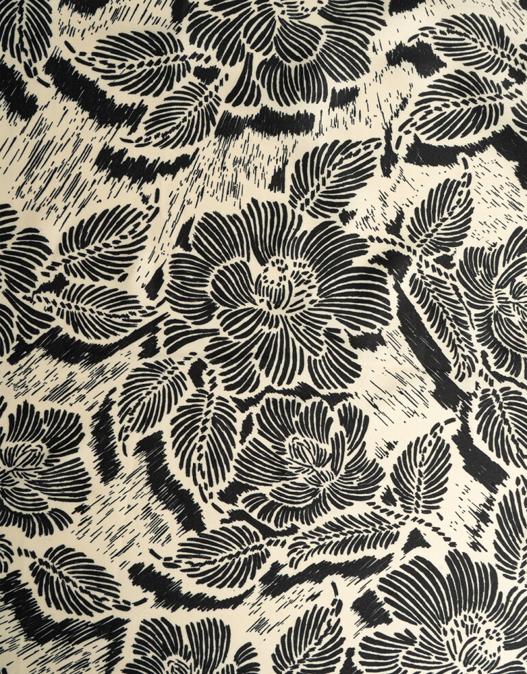 Pañuelos Raso Flores Pañuelo Raso Estampado - Negro