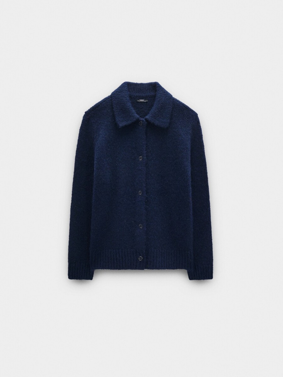 Cárdigan De Punto Liso azul-marino