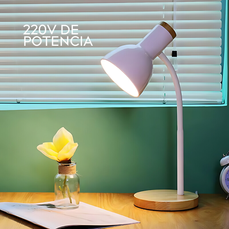 Lampara De Escritorio Portatil Nordica Con Madera Vintage Rosa