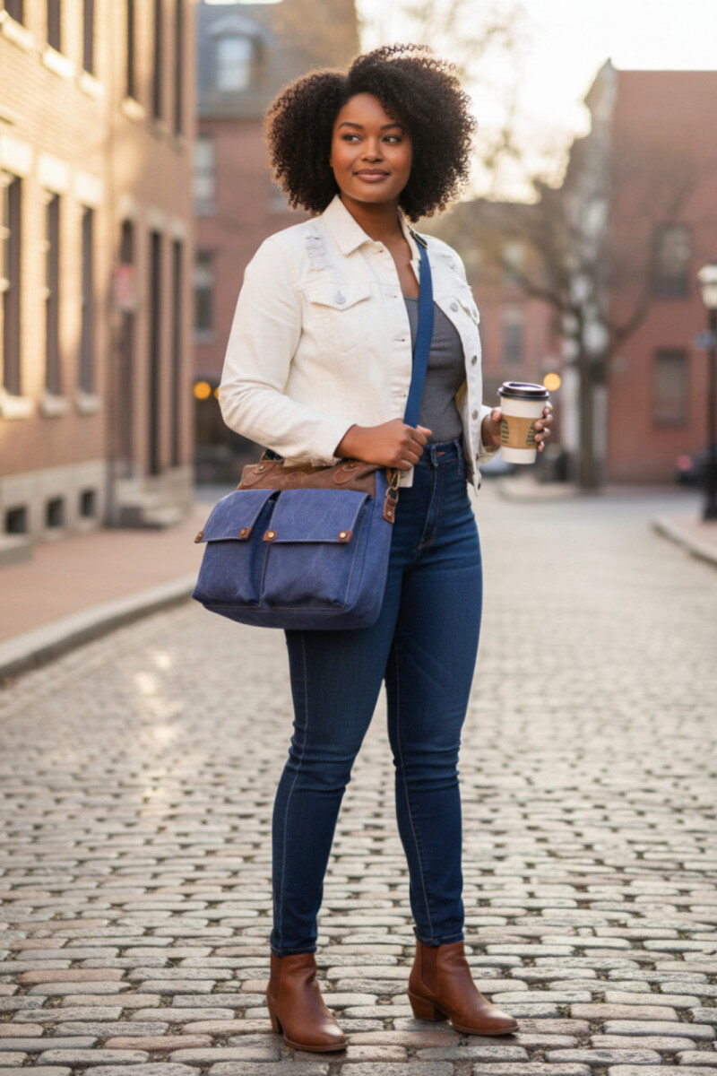 Morral de lona vintage Azul