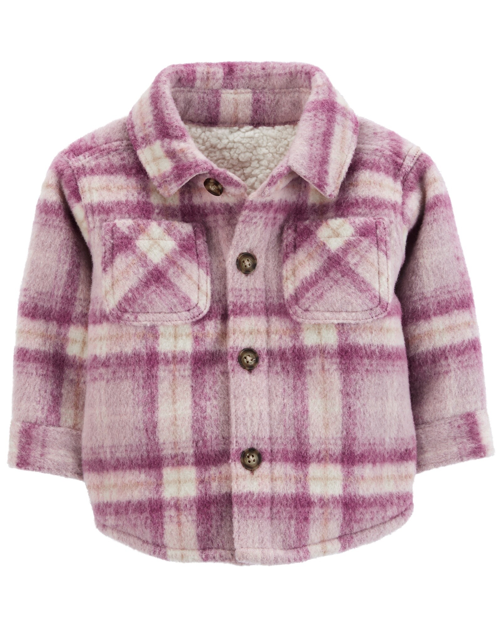 Campera de sherpa, diseño camisa a cuadros Sin color