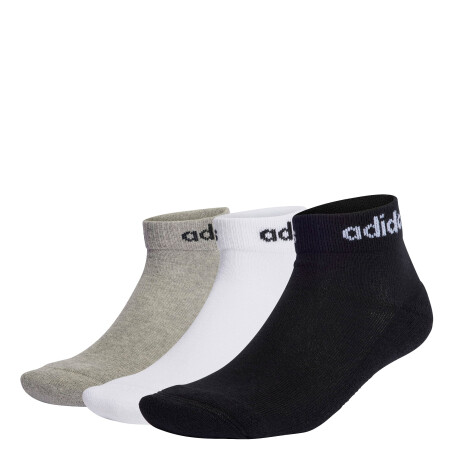 Medias Adidas Linear Cushioned Negro - Blanco - Gris