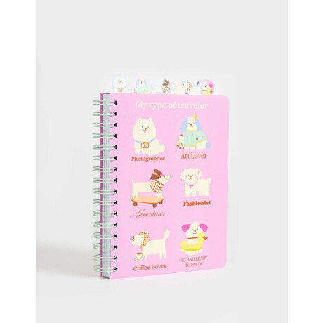 Cuaderno Anillado Estampa Perritos Fucsia Claro