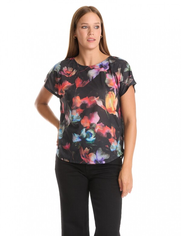 Remera Flores NEGRO/MULTI