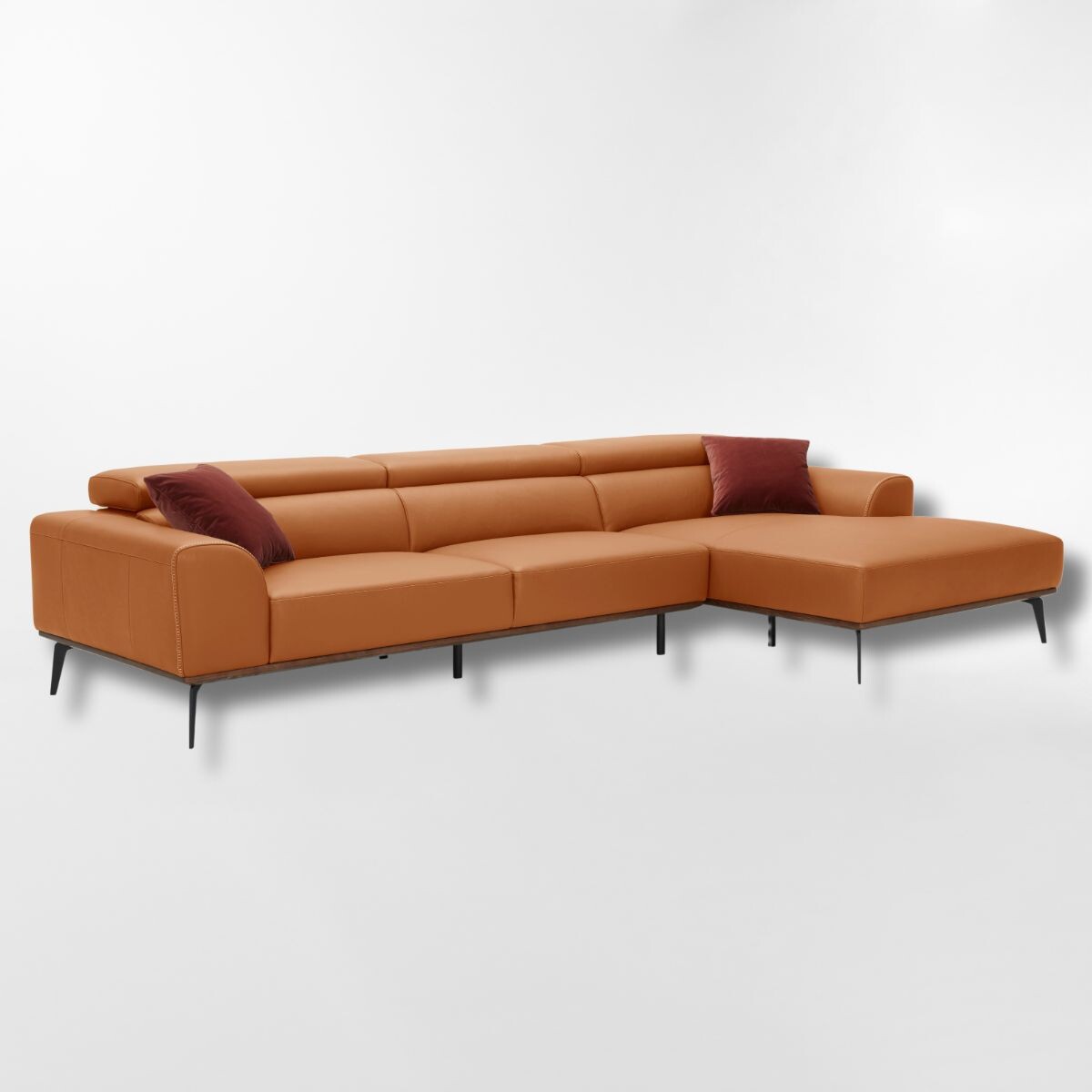 Sofá con chaise DUNA TELA Marrón DERECHO 