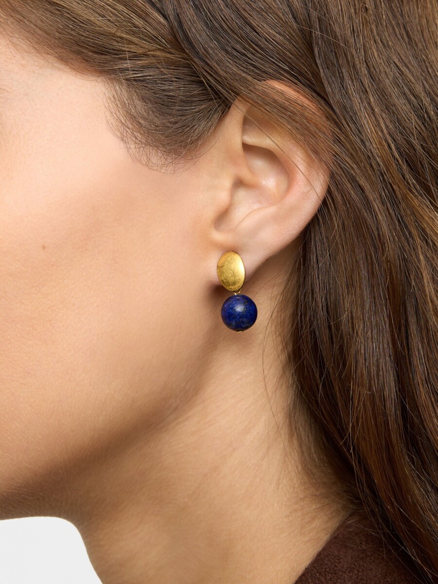Pendientes Cortos Con Resina azul