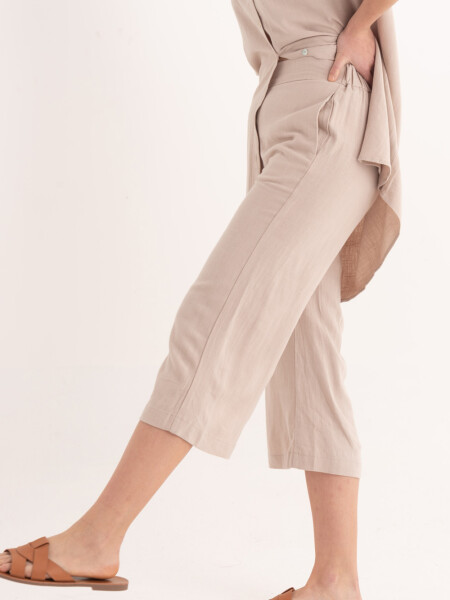Pantalón palazzo de lino Beige