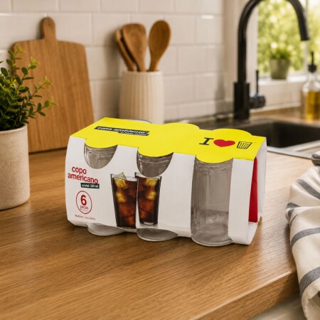 Pack Vasos de Vidrio Americano Jugo 300ml x 6 unidades Pack Vasos de Vidrio Americano Jugo 300ml x 6 unidades