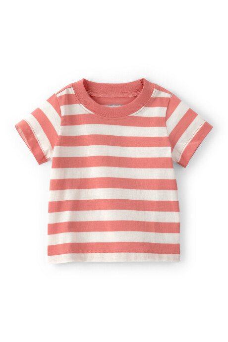 Set dos piezas de algodón, monito corto y remera a rayas estilo náutico Sin color