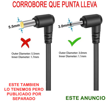 Cargador Para Notebook Acer 19v 65w Pincho Fino 3.0 X 1.0 Mm Cargador Para Notebook Acer 19v 65w Pincho Fino 3.0 X 1.0 Mm
