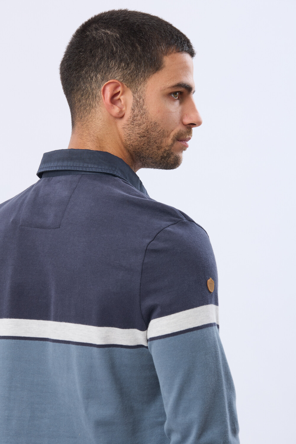 REMERA POLO RAYADA DE ALGODON Piedra