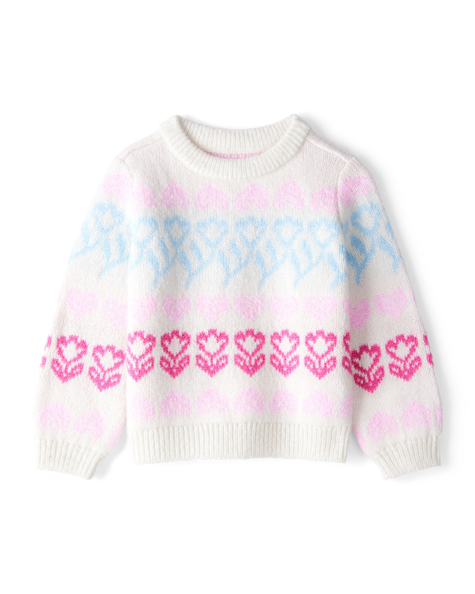 Buzo de punto, diseño corazones y flores Sin color