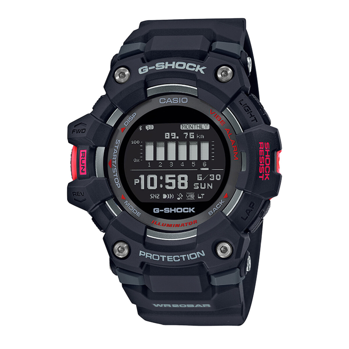 Reloj G-Shock deportivo de resina - negro y rojo 