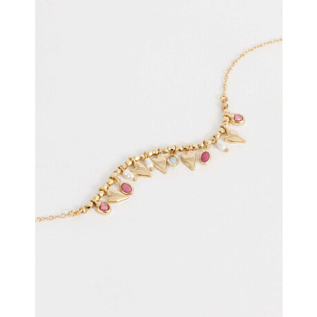 Collar Corto Con Multidijes De Corazones Dorado