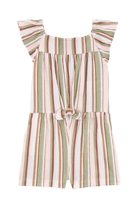 Monito corto de jersey arrugado, diseño a rayas Sin color