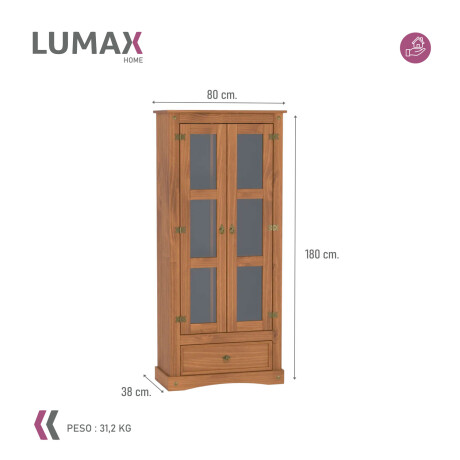 Cristalero Aparador Lumax Armario 2 puertas 1 cajón Madera Maciza Cristalero Aparador Lumax Armario 2 puertas 1 cajón Madera Maciza