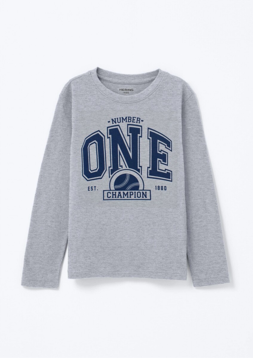 CAMISETA INFANTIL CON ESTAMPA - GRIS 