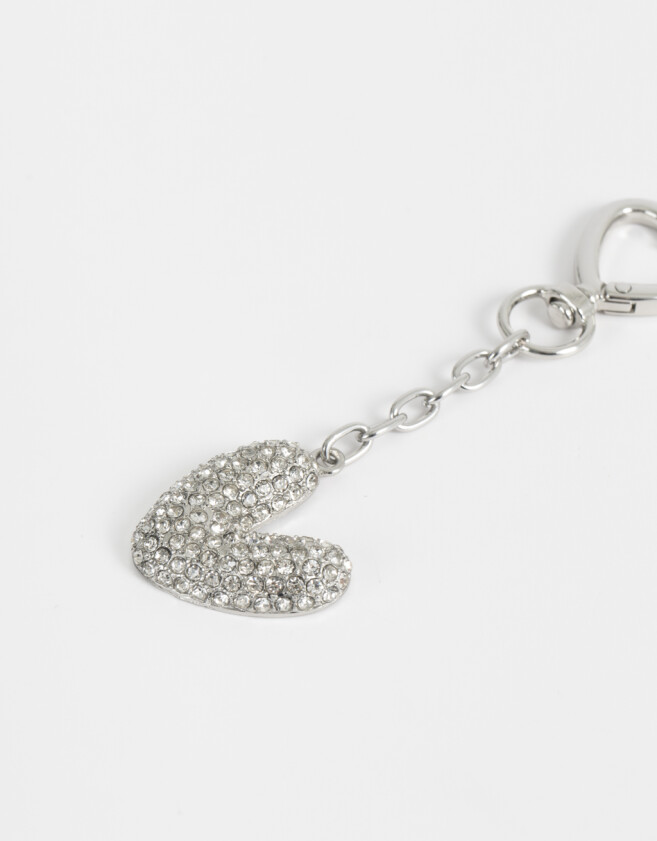 Llavero Glitter Llavero Y Charm Dije Letra "v" Strass - Plateado