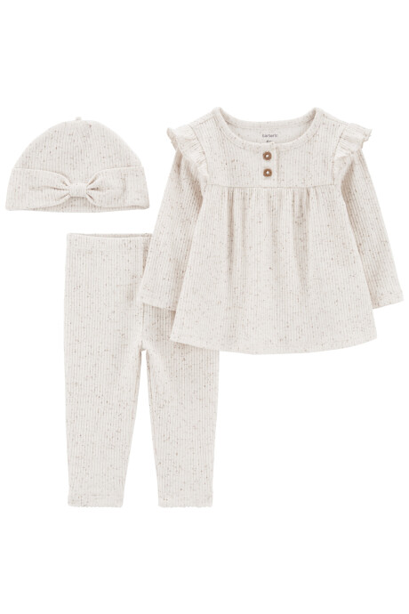 Set tres piezas de algodón, pantalón, blusa y gorro Set tres piezas de algodón, pantalón, blusa y gorro