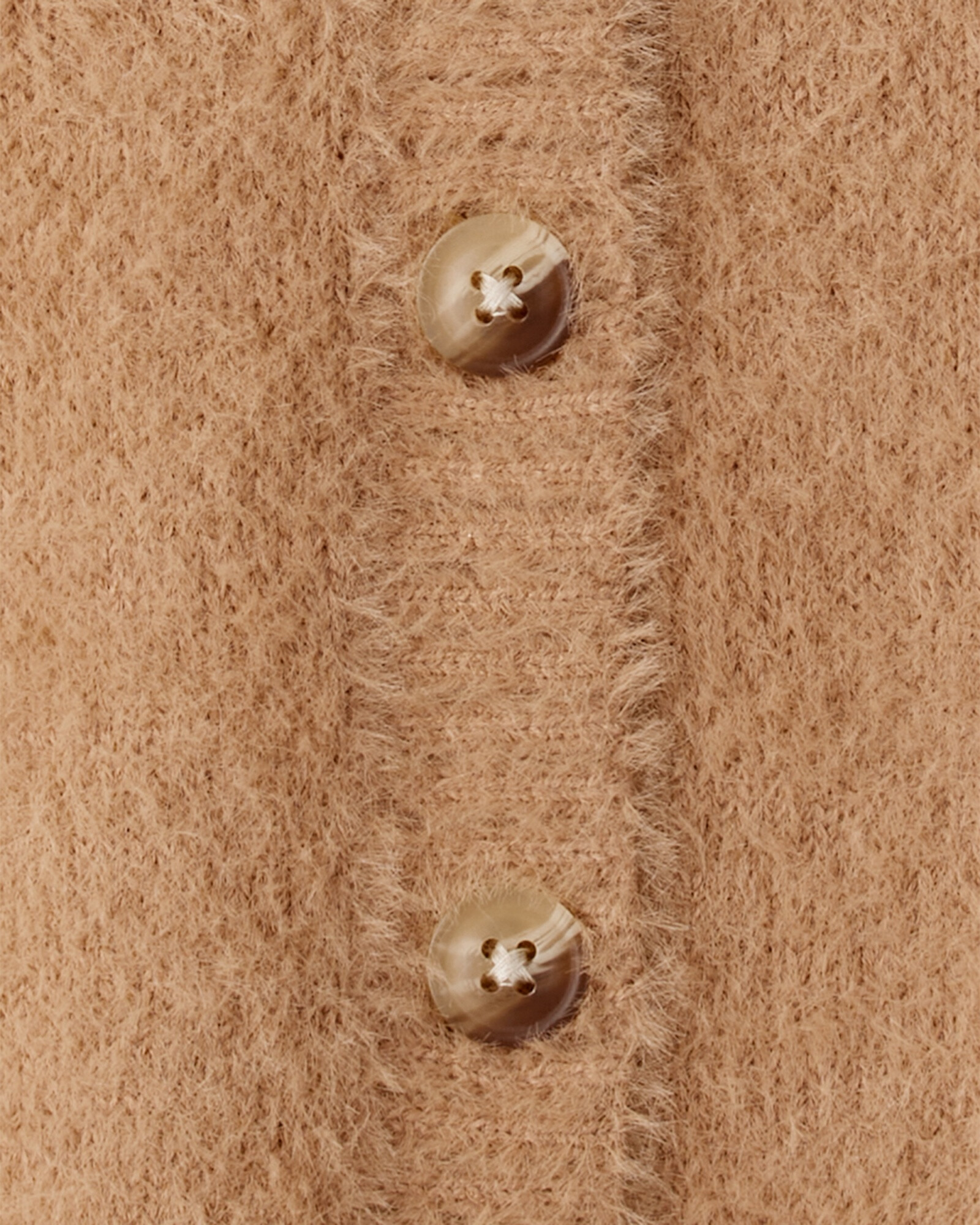 Saco de punto, afelpado, marrón Sin color