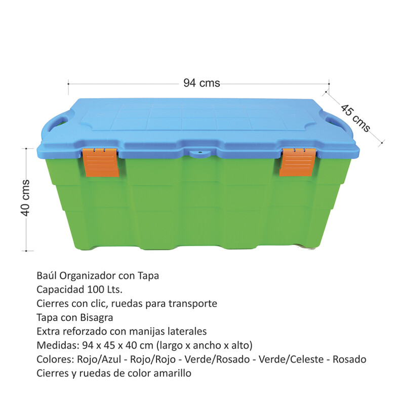 Baúl 100 lts VERDE/AZUL