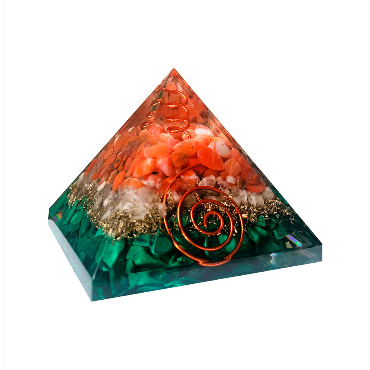 Pirámide De Orgonita - Verde Y Cobre 