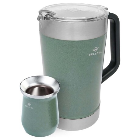 Set Jarra Térmica 1.9Lt + Mate 330Ml Acero Inox Doble Pared Verde