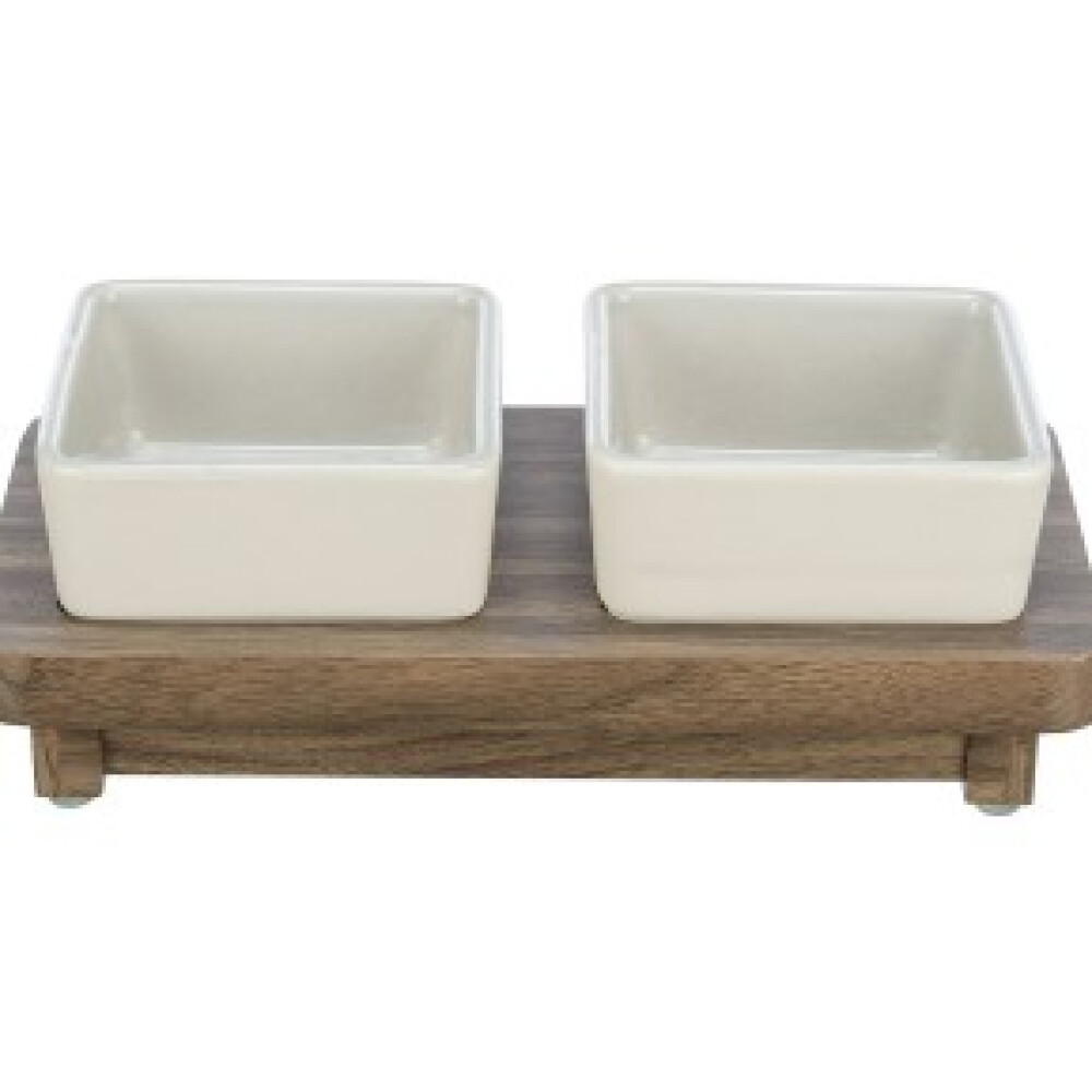 CITYSTYLE BOWL SET, CERAMIC/MDF, 2 × 0.2 L/10 × 10 CM/24 × 4 × 12 CM, GREY/BROWN CITYSTYLE BOWL SET, CERAMIC/MDF, 2 × 0.2 L/10 × 10 CM/24 × 4 × 12 CM, GREY/BROWN