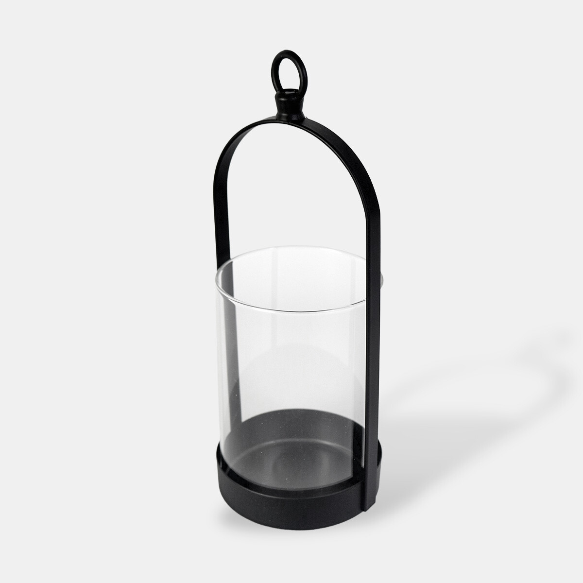 PORTA VELA METAL NEGRO/VIDRIO 10X9X24CM 
