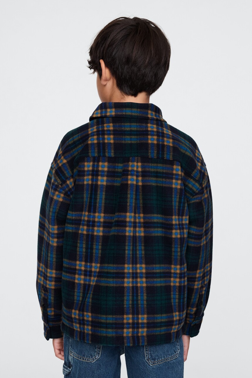 Buzo Medio Cierre Niño Blue/Green Plaid