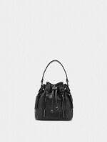 Bolso Bombonera Con Textura Y Cremalleras negro