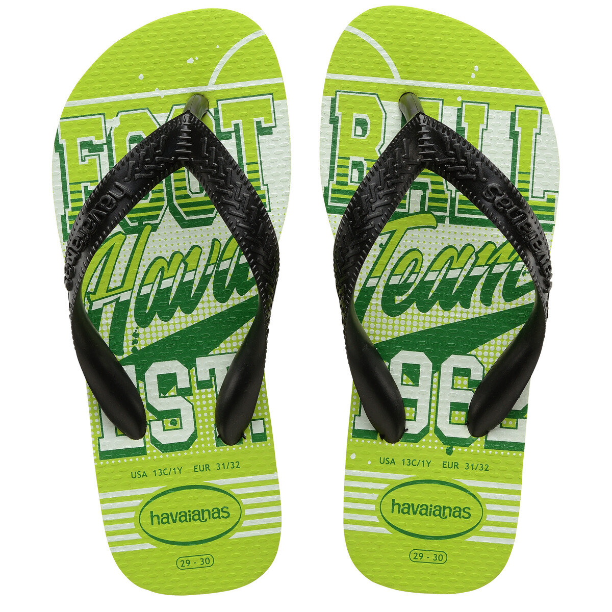 Sandalias Infantiles Havaianas Kids Athletic - Verde - Amarillo Limón 