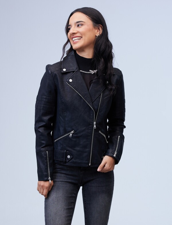 Camperita Eco Cuero Zip NEGRO