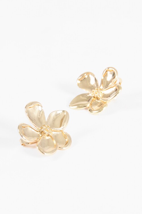 Caravanas clip flor metallic dorado