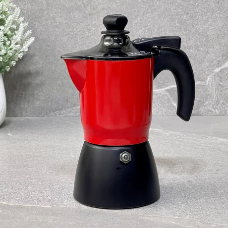 Cafetera Italiana Aluminio Moka Cream Roja 2 Tazas 200ML Cafetera Italiana Aluminio Moka Cream Roja 2 Tazas 200ML