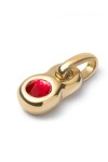 CHARM DE ALEACIÓN DE METALES BAÑADOS EN ORO 18K CON CRISTAL ROJO Charm